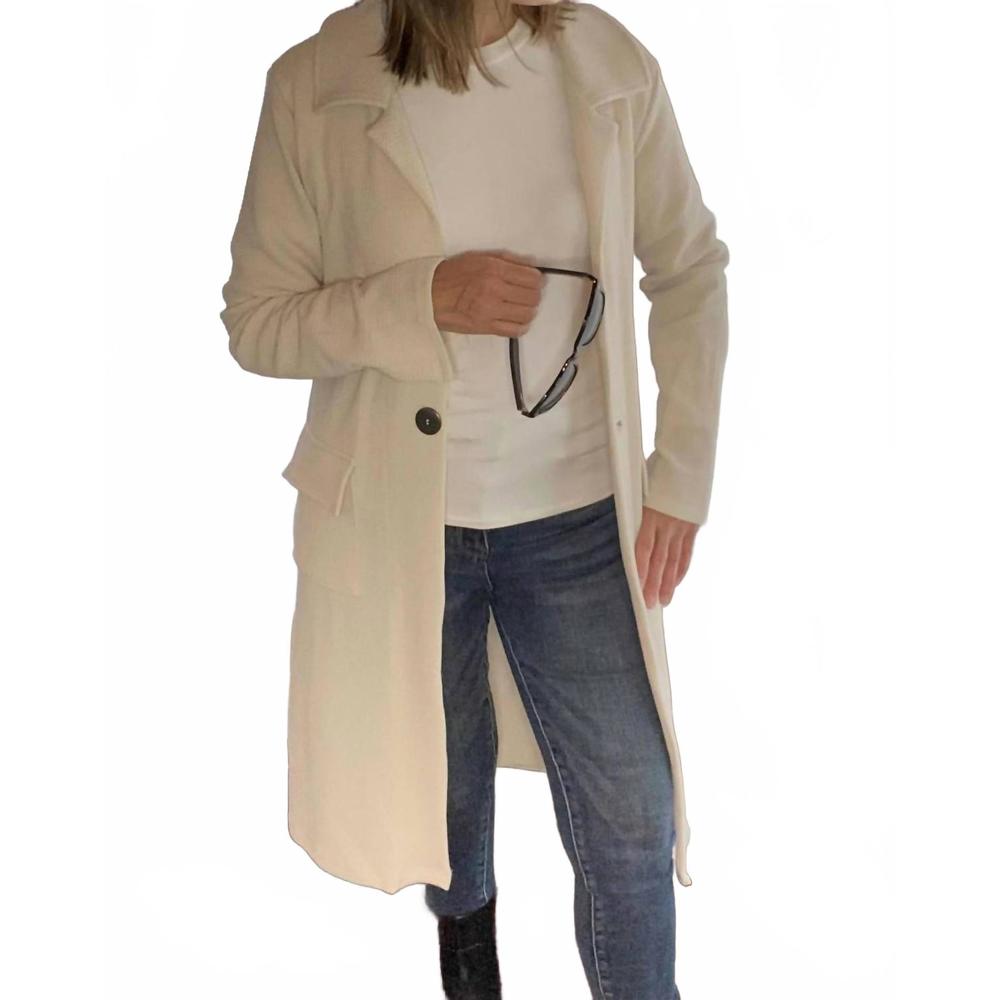 NEW ARIELLA long collared jacket in cream
